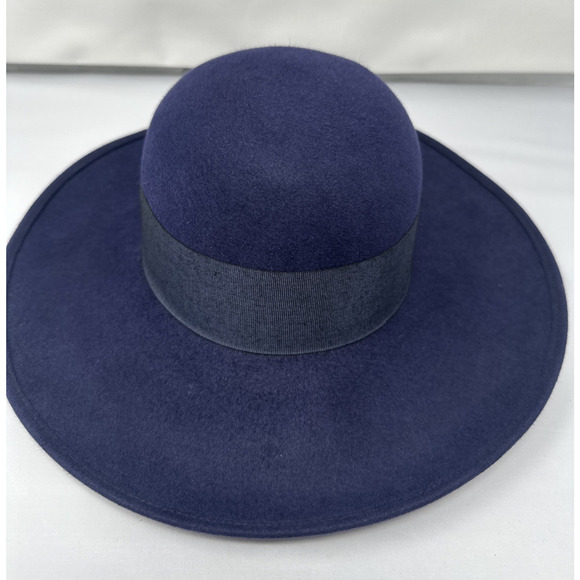 Saks Fifth Ave Blue Vintage Brim Hat Made In Italy Great Condition Rabbit Hair - Picture 1 of 12